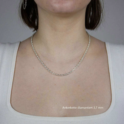 Silberkette Echt 925 Sterlingsilber Ankerkette diamantiert Silber Halskette - Damenkette und Herrenkette Made in Germany - Firma Holzenplotz - Silberketten - Goldketten.de