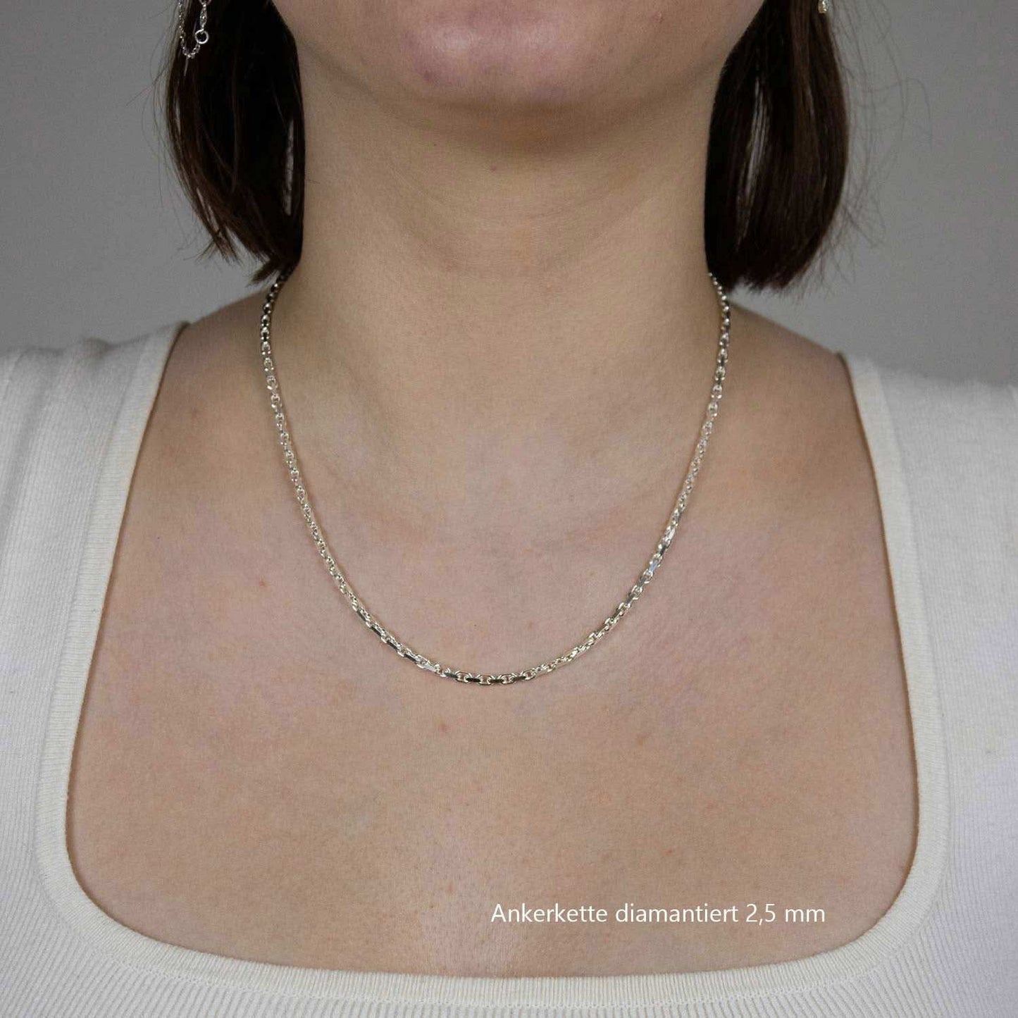 Silberkette Echt 925 Sterlingsilber Ankerkette diamantiert Silber Halskette - Damenkette und Herrenkette Made in Germany - Firma Holzenplotz - Silberketten - Goldketten.de