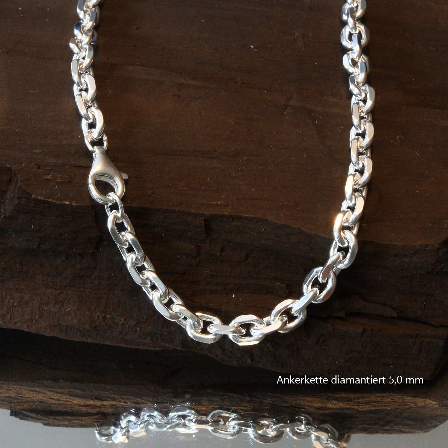 Silberkette Echt 925 Sterlingsilber Ankerkette diamantiert Silber Halskette - Damenkette und Herrenkette Made in Germany - Firma Holzenplotz - Silberketten - Goldketten.de