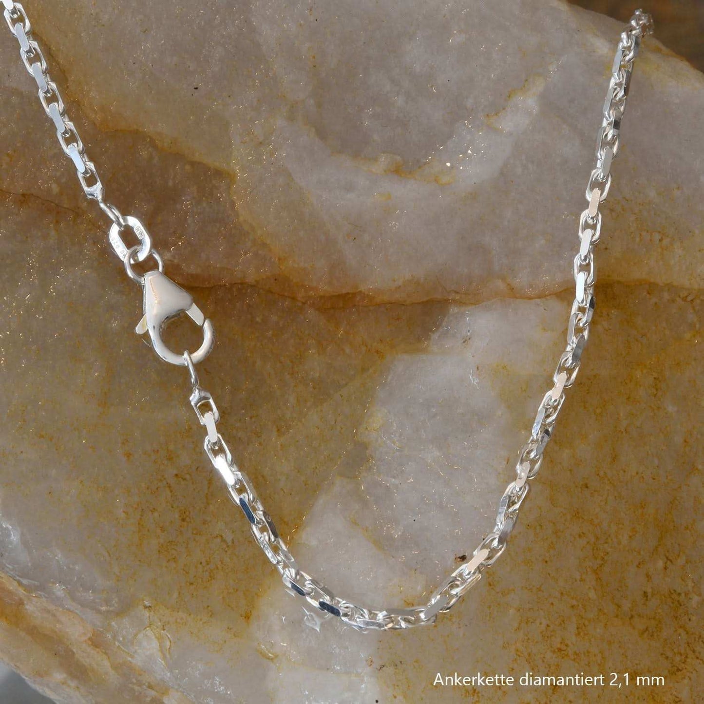 Silberkette Echt 925 Sterlingsilber Ankerkette diamantiert Silber Halskette - Damenkette und Herrenkette Made in Germany - Firma Holzenplotz - Silberketten - Goldketten.de