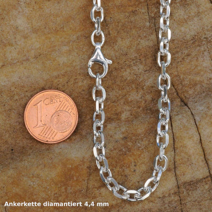 Silberkette Echt 925 Sterlingsilber Ankerkette diamantiert Silber Halskette - Damenkette und Herrenkette Made in Germany - Firma Holzenplotz - Silberketten - Goldketten.de