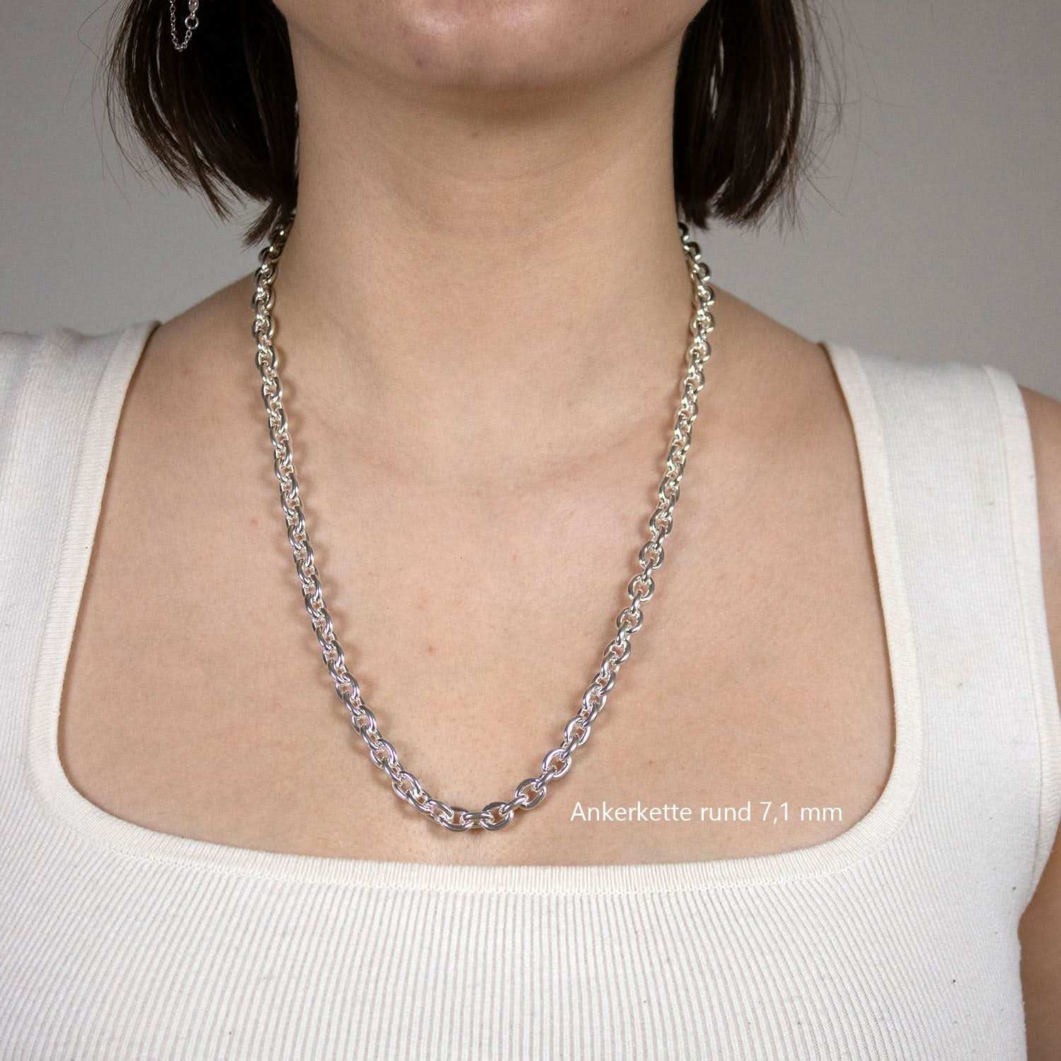 Silberkette Echt 925 Sterlingsilber Ankerkette rund Silber Halskette - Damenkette und Herrenkette Made in Germany - Firma Holzenplotz - Silberketten - Goldketten.de