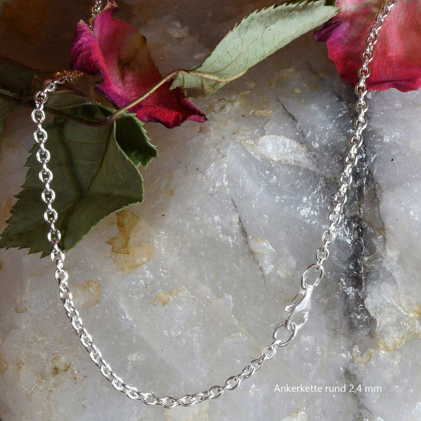 Silberkette Echt 925 Sterlingsilber Ankerkette rund Silber Halskette - Damenkette und Herrenkette Made in Germany - Firma Holzenplotz - Silberketten - Goldketten.de