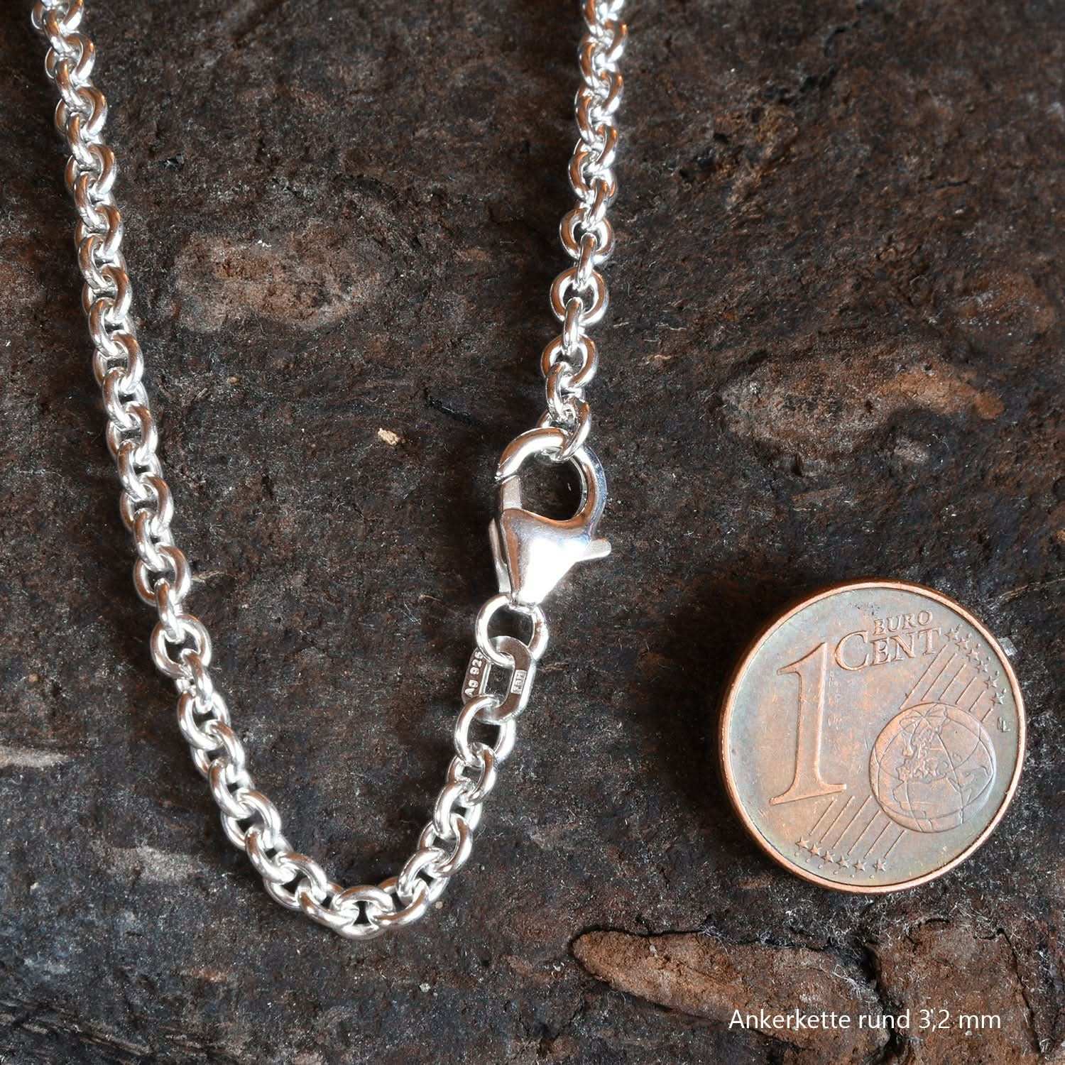 Silberkette Echt 925 Sterlingsilber Ankerkette rund Silber Halskette - Damenkette und Herrenkette Made in Germany - Firma Holzenplotz - Silberketten - Goldketten.de