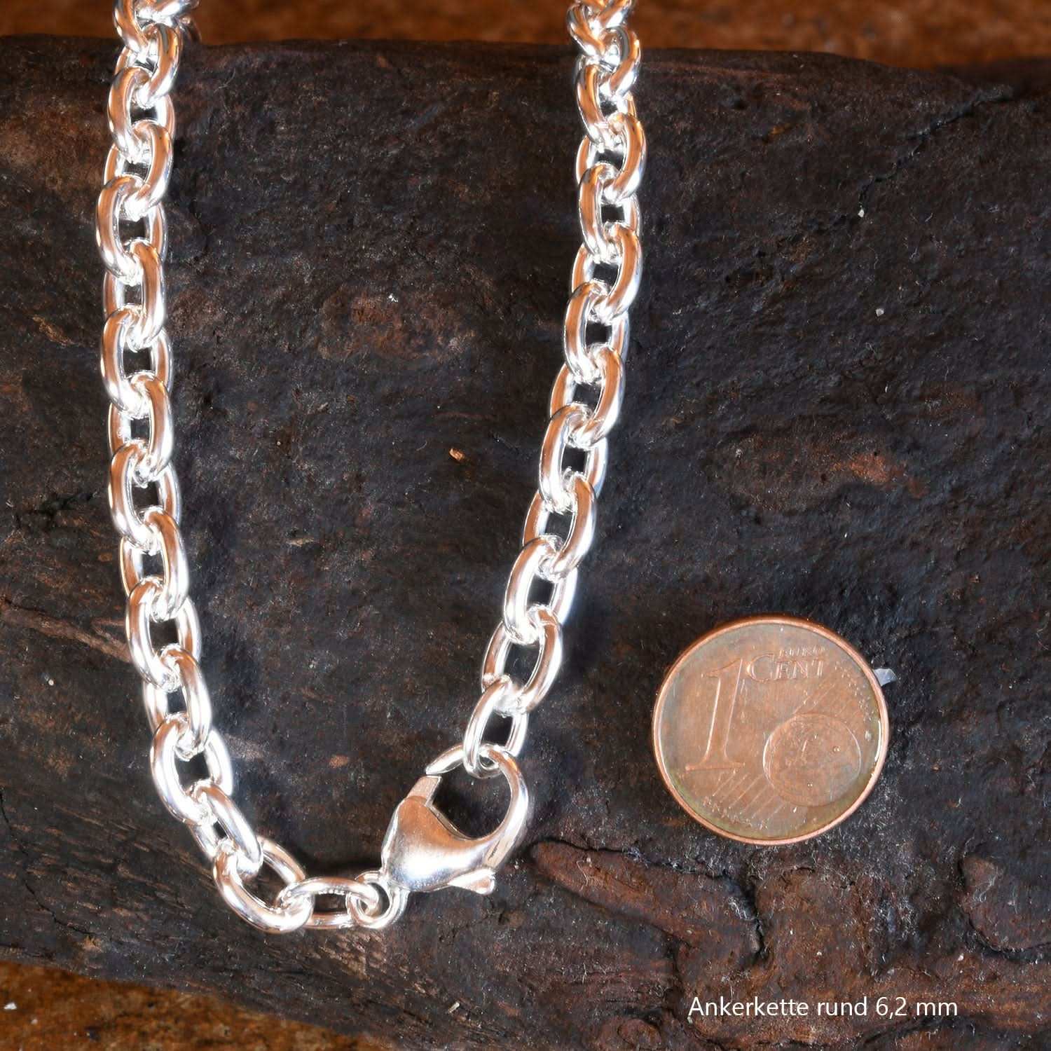 Silberkette Echt 925 Sterlingsilber Ankerkette rund Silber Halskette - Damenkette und Herrenkette Made in Germany - Firma Holzenplotz - Silberketten - Goldketten.de