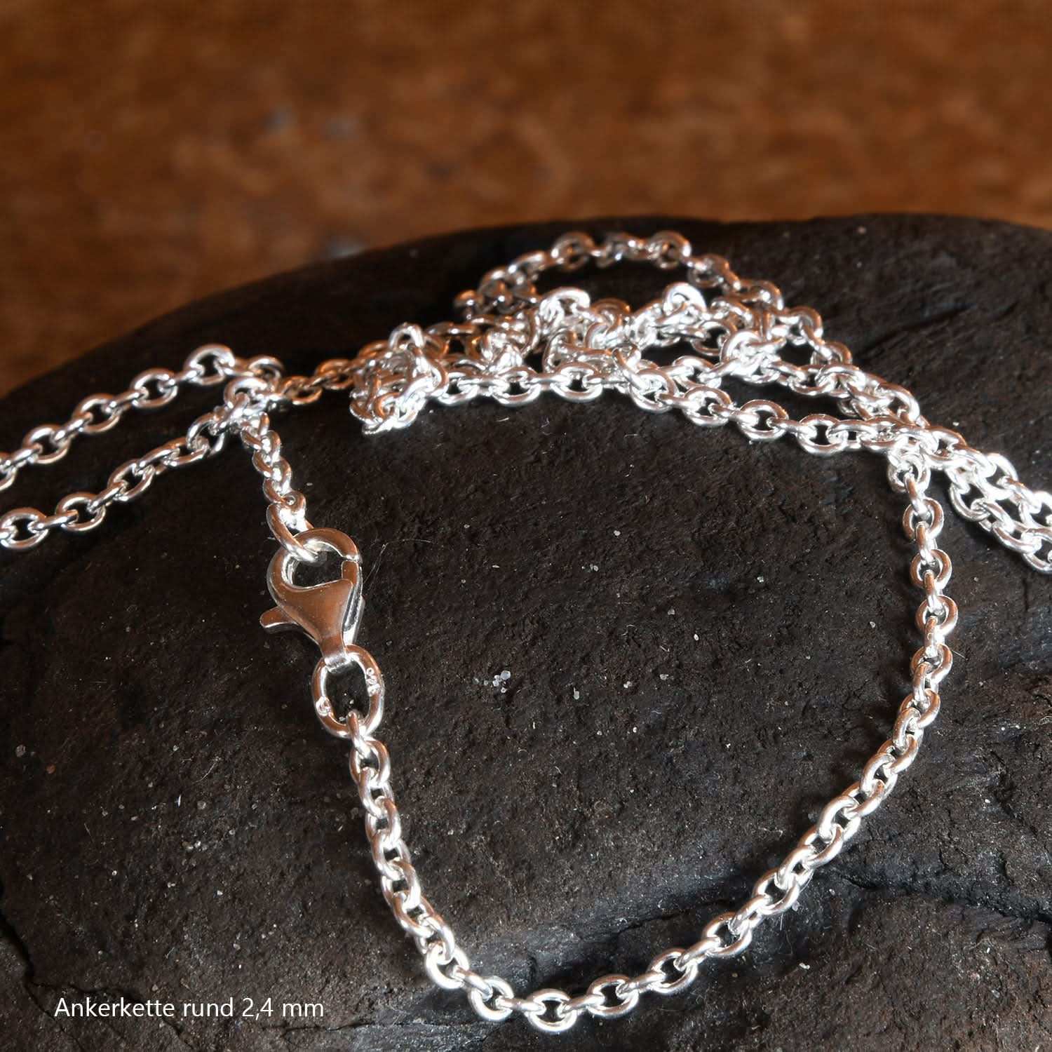 Silberkette Echt 925 Sterlingsilber Ankerkette rund Silber Halskette - Damenkette und Herrenkette Made in Germany - Firma Holzenplotz - Silberketten - Goldketten.de