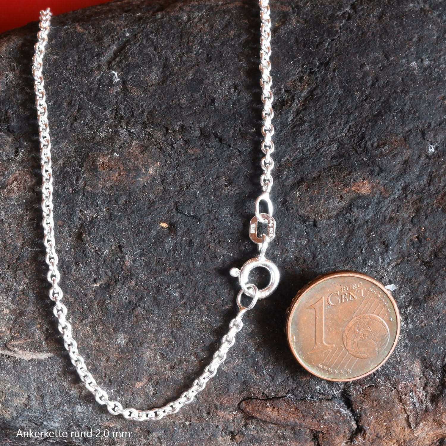 Silberkette Echt 925 Sterlingsilber Ankerkette rund Silber Halskette - Damenkette und Herrenkette Made in Germany - Firma Holzenplotz - Silberketten - Goldketten.de