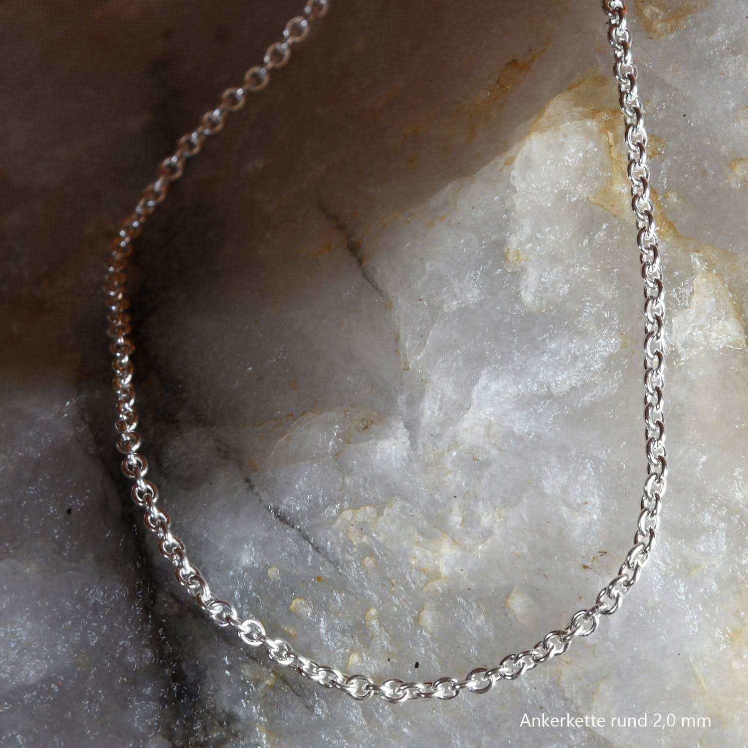 Silberkette Echt 925 Sterlingsilber Ankerkette rund Silber Halskette - Damenkette und Herrenkette Made in Germany - Firma Holzenplotz - Silberketten-Goldketten.de 