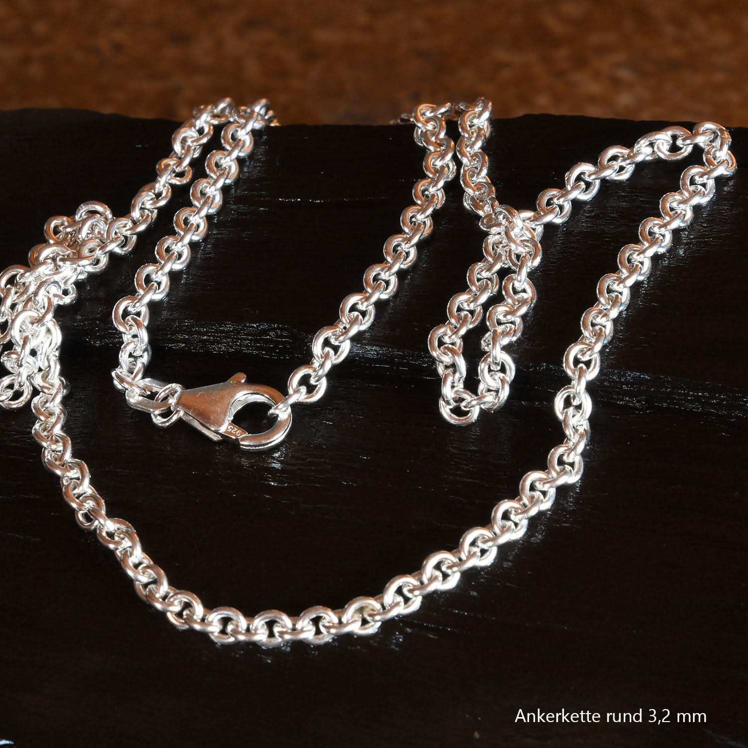 Silberkette Echt 925 Sterlingsilber Ankerkette rund Silber Halskette - Damenkette und Herrenkette Made in Germany - Firma Holzenplotz - Silberketten - Goldketten.de