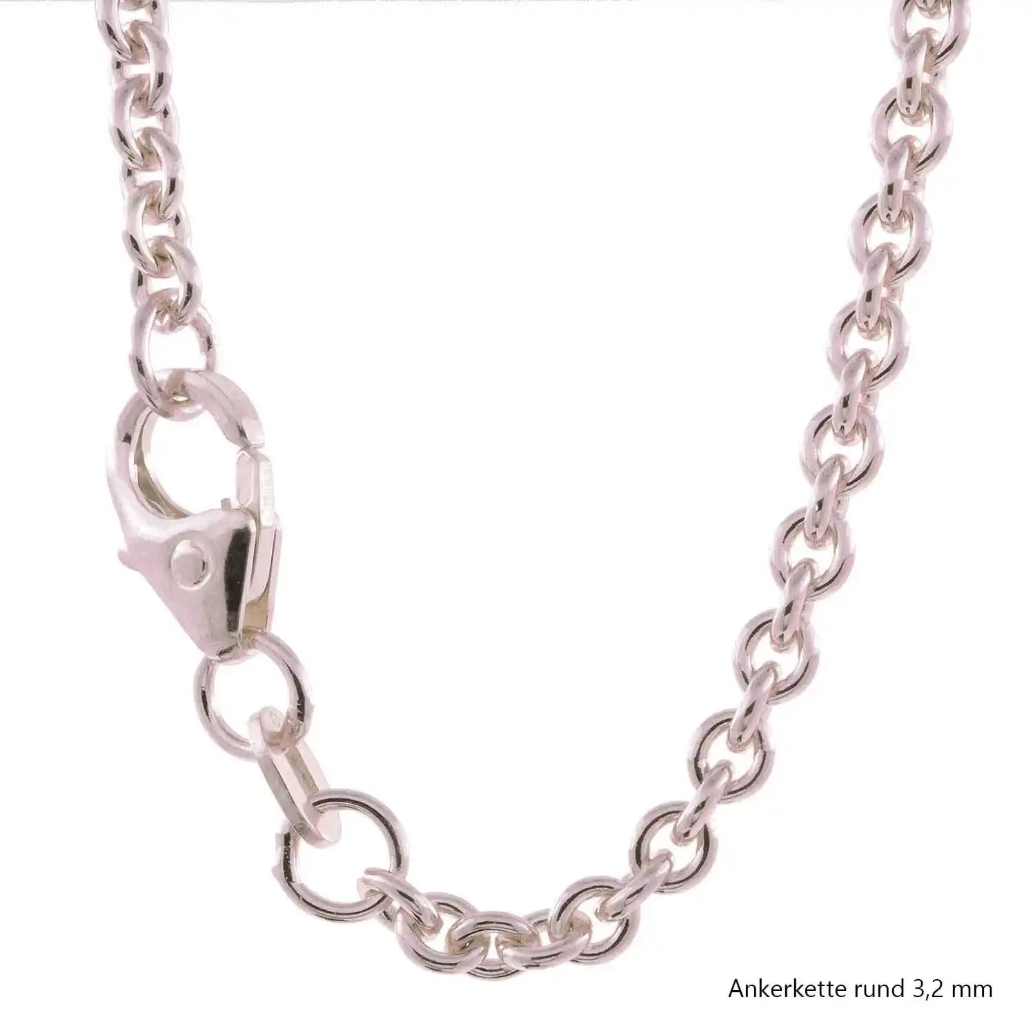 Silberkette Echt 925 Sterlingsilber Ankerkette rund Silber Halskette - Damenkette und Herrenkette Made in Germany - Firma Holzenplotz - Silberketten - Goldketten.de