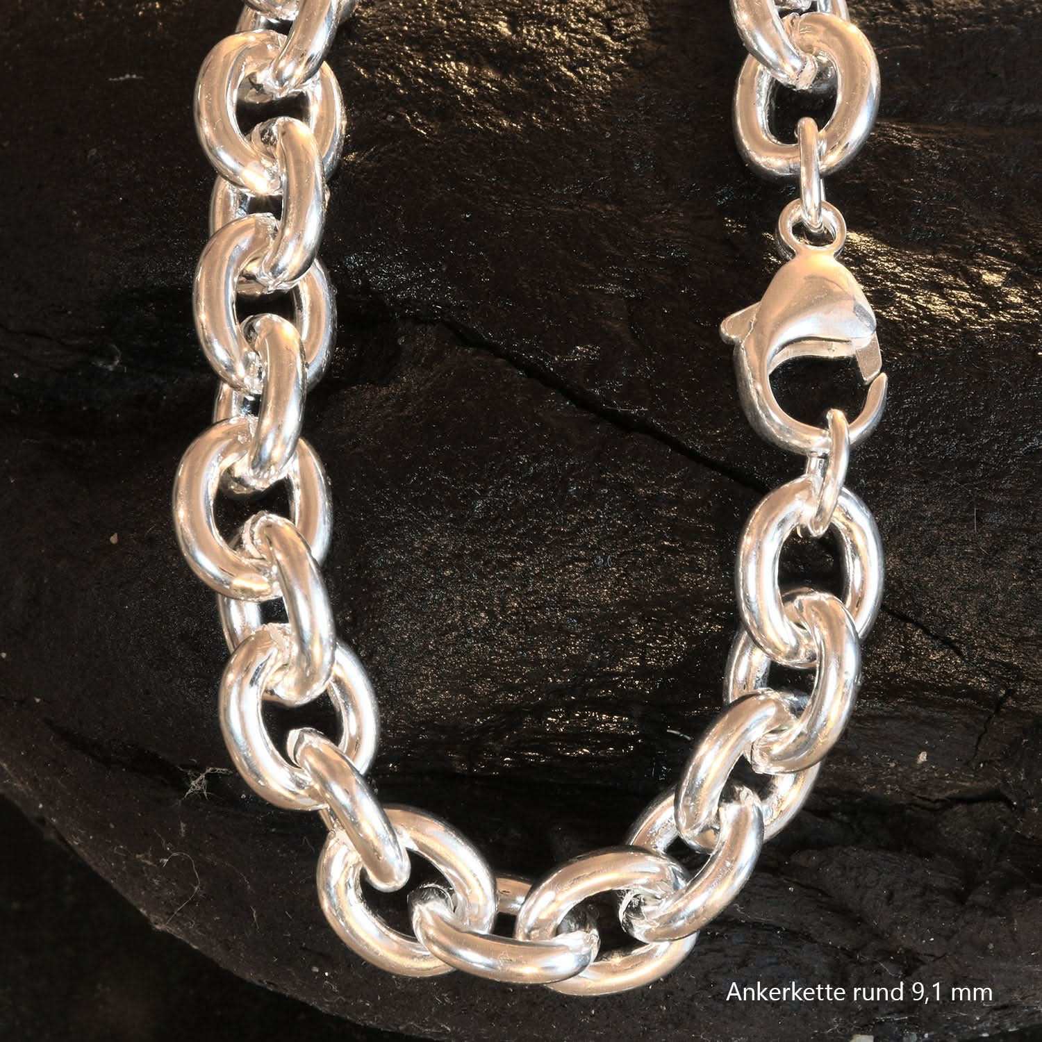 Silberkette Echt 925 Sterlingsilber Ankerkette rund Silber Halskette - Damenkette und Herrenkette Made in Germany - Firma Holzenplotz - Silberketten - Goldketten.de