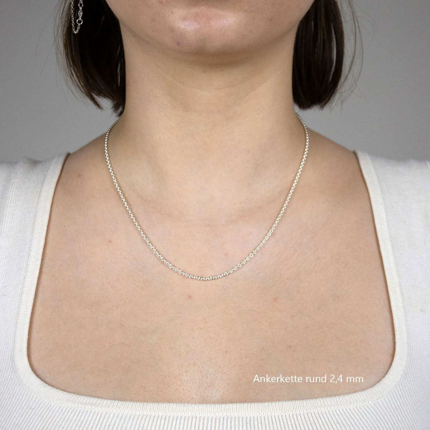 Silberkette Echt 925 Sterlingsilber Ankerkette rund Silber Halskette - Damenkette und Herrenkette Made in Germany - Firma Holzenplotz - Silberketten - Goldketten.de