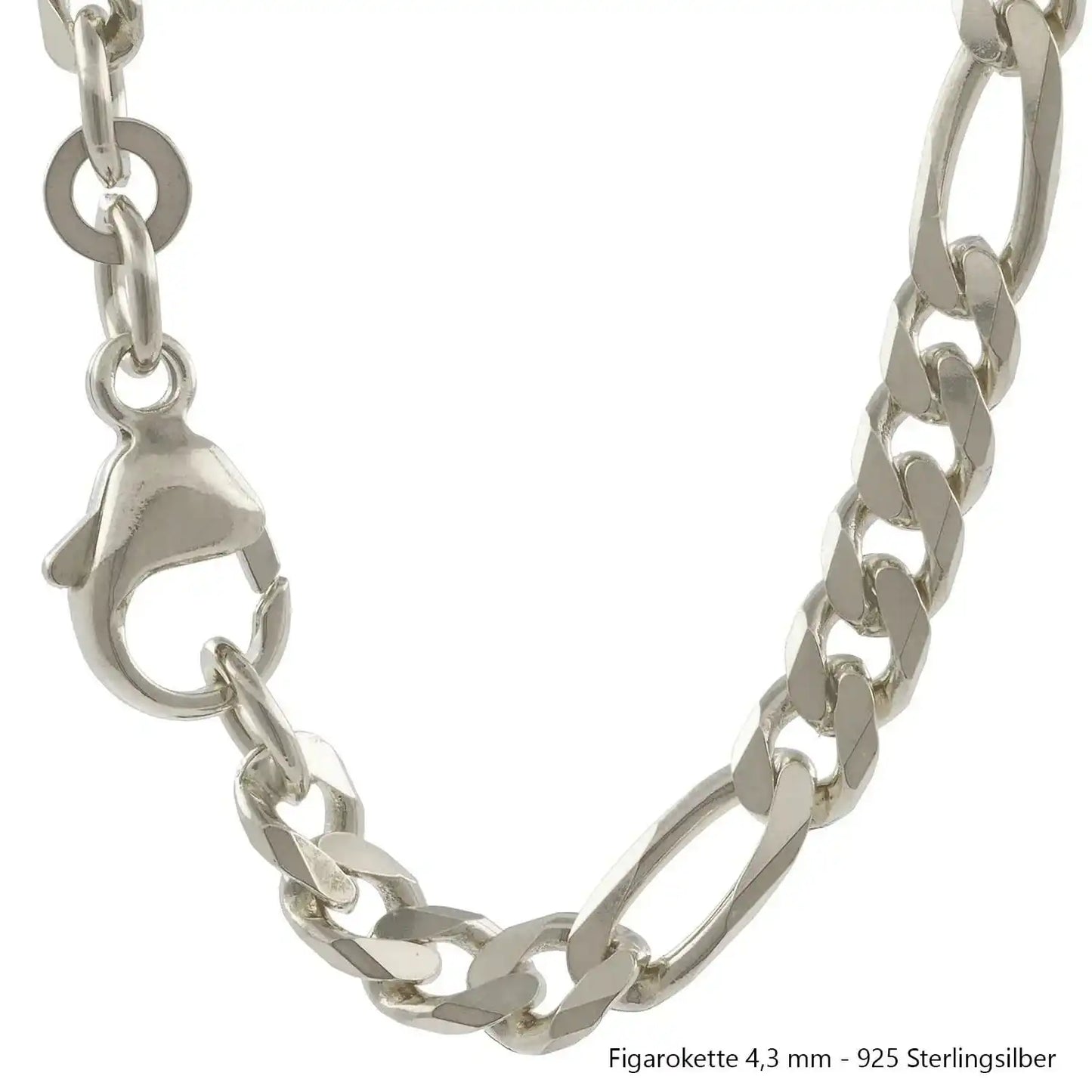 Silberkette Echt 925 Sterlingsilber Figarokette diamantiert Silber Halskette - Damenkette und Herrenkette Made in Germany