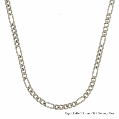 Silberkette Echt 925 Sterlingsilber Figarokette diamantiert Silber Halskette - Damenkette und Herrenkette Made in Germany