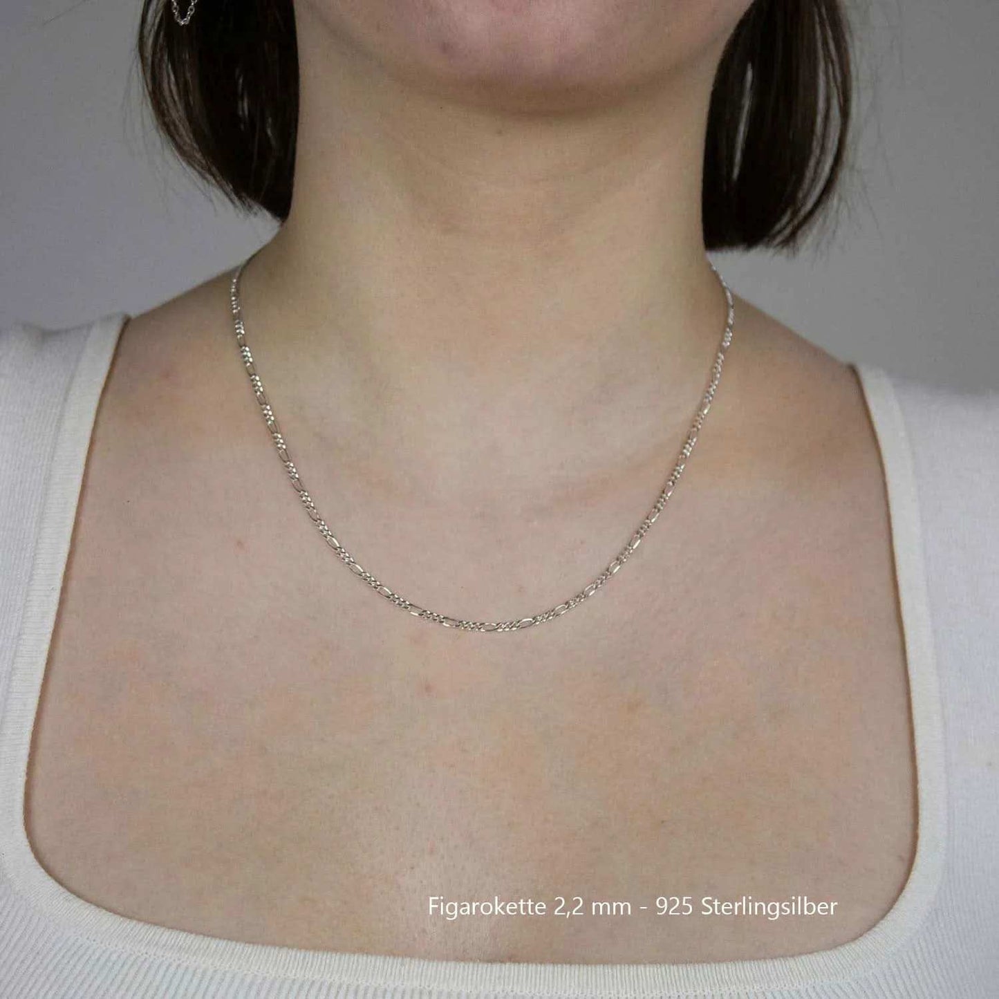 Silberkette Echt 925 Sterlingsilber Figarokette diamantiert Silber Halskette - Damenkette und Herrenkette Made in Germany