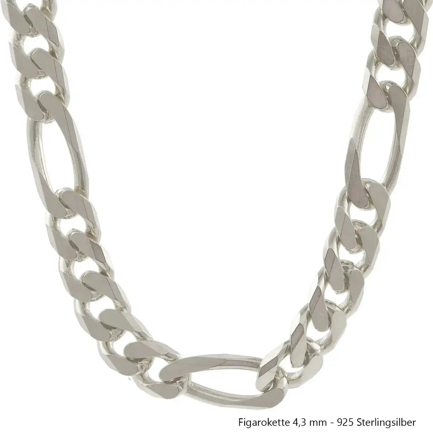 Silberkette Echt 925 Sterlingsilber Figarokette diamantiert Silber Halskette - Damenkette und Herrenkette Made in Germany