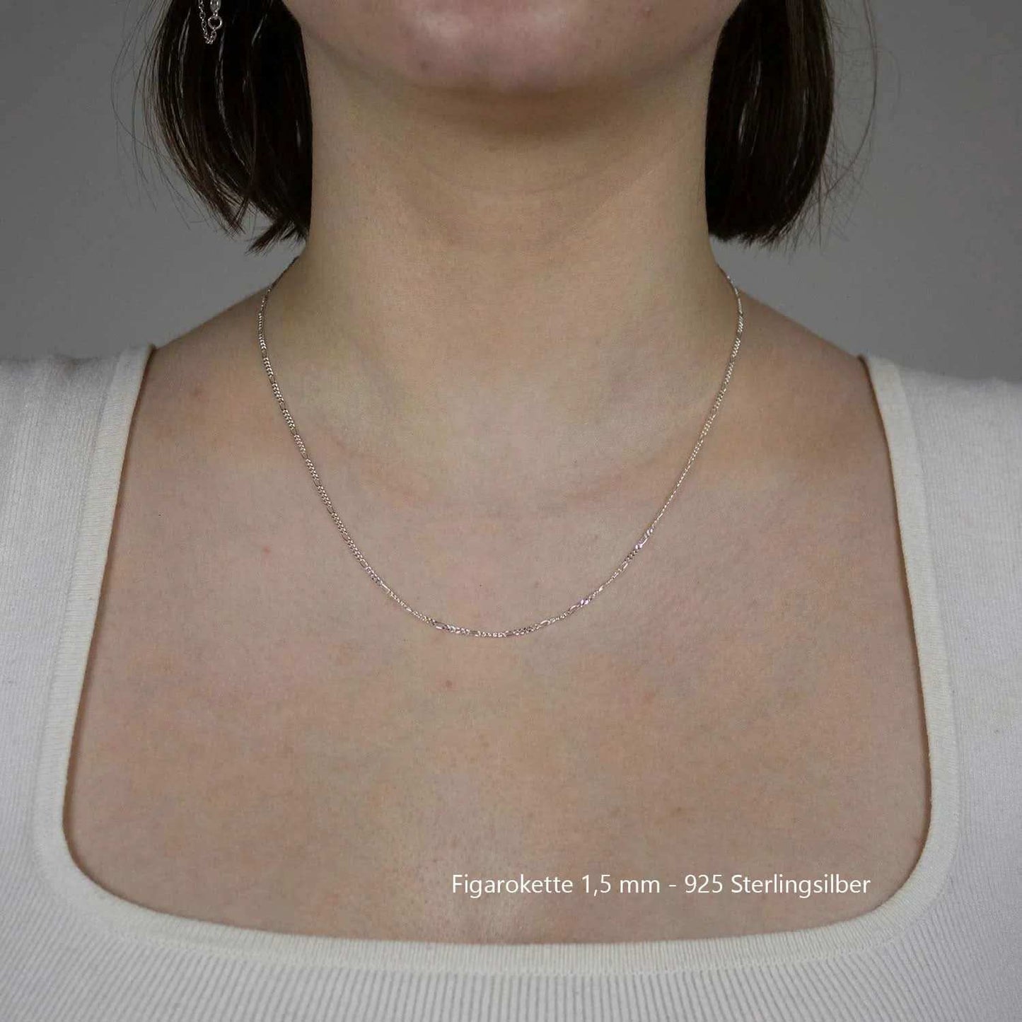 Silberkette Echt 925 Sterlingsilber Figarokette diamantiert Silber Halskette - Damenkette und Herrenkette Made in Germany