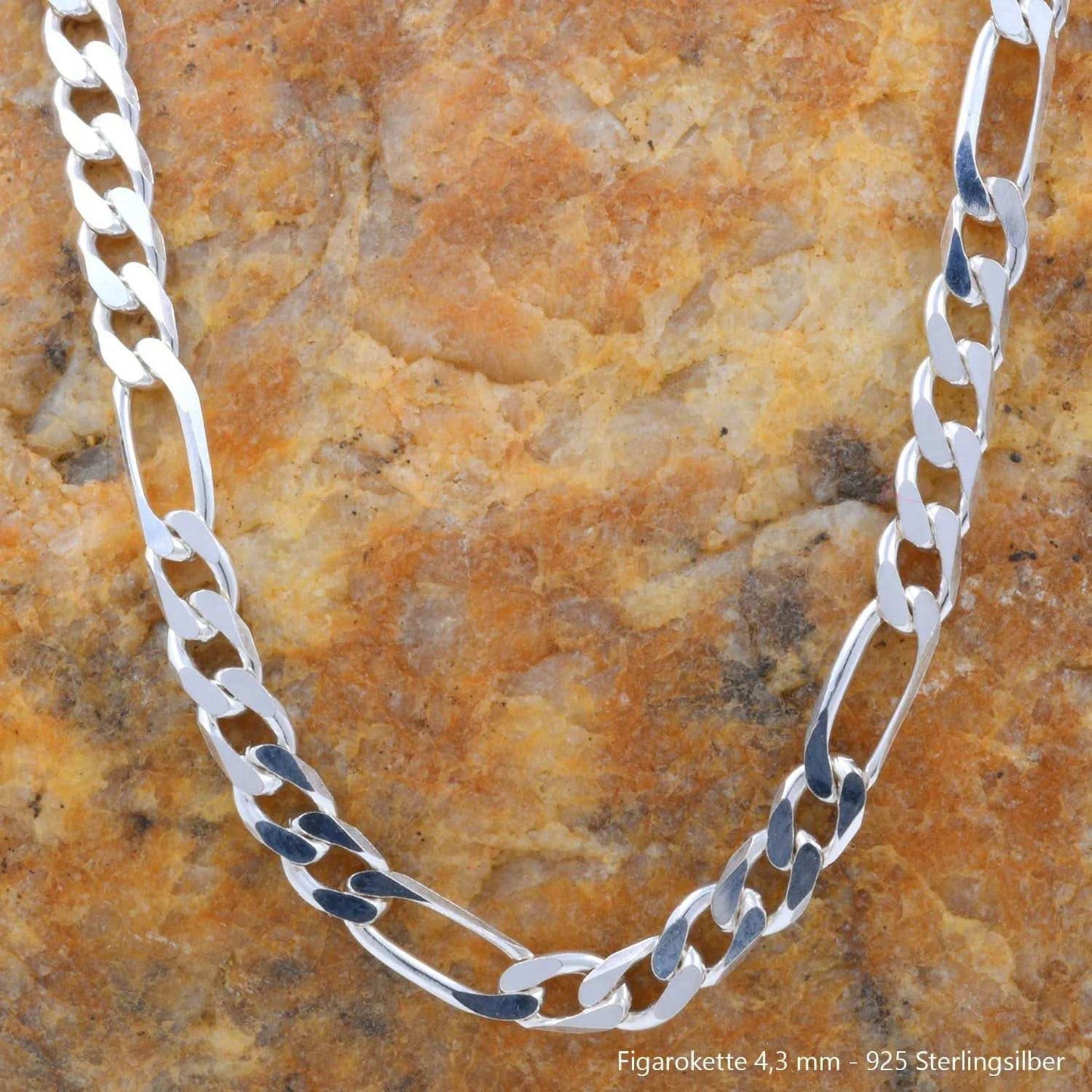 Silberkette Echt 925 Sterlingsilber Figarokette diamantiert Silber Halskette - Damenkette und Herrenkette Made in Germany