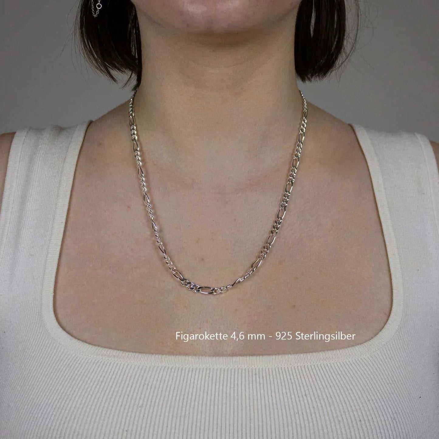 Silberkette Echt 925 Sterlingsilber Figarokette diamantiert Silber Halskette - Damenkette und Herrenkette Made in Germany