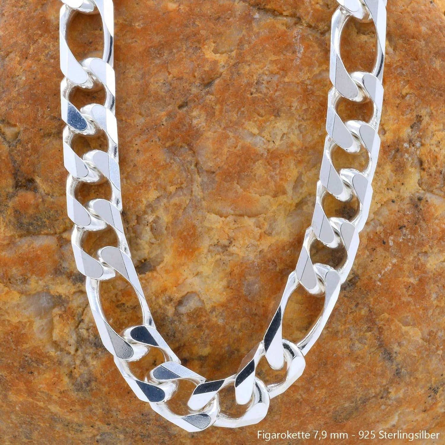 Silberkette Echt 925 Sterlingsilber Figarokette diamantiert Silber Halskette - Damenkette und Herrenkette Made in Germany