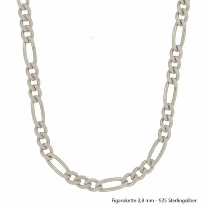 Silberkette Echt 925 Sterlingsilber Figarokette diamantiert Silber Halskette - Damenkette und Herrenkette Made in Germany