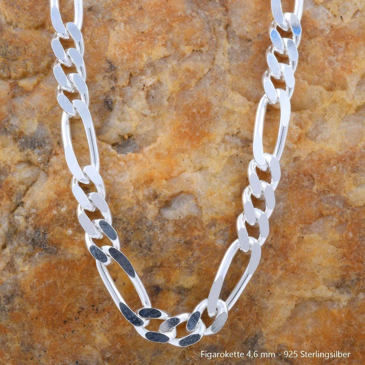 Silberkette Echt 925 Sterlingsilber Figarokette diamantiert Silber Halskette - Damenkette und Herrenkette Made in Germany