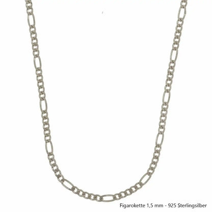 Silberkette Echt 925 Sterlingsilber Figarokette diamantiert Silber Halskette - Damenkette und Herrenkette Made in Germany