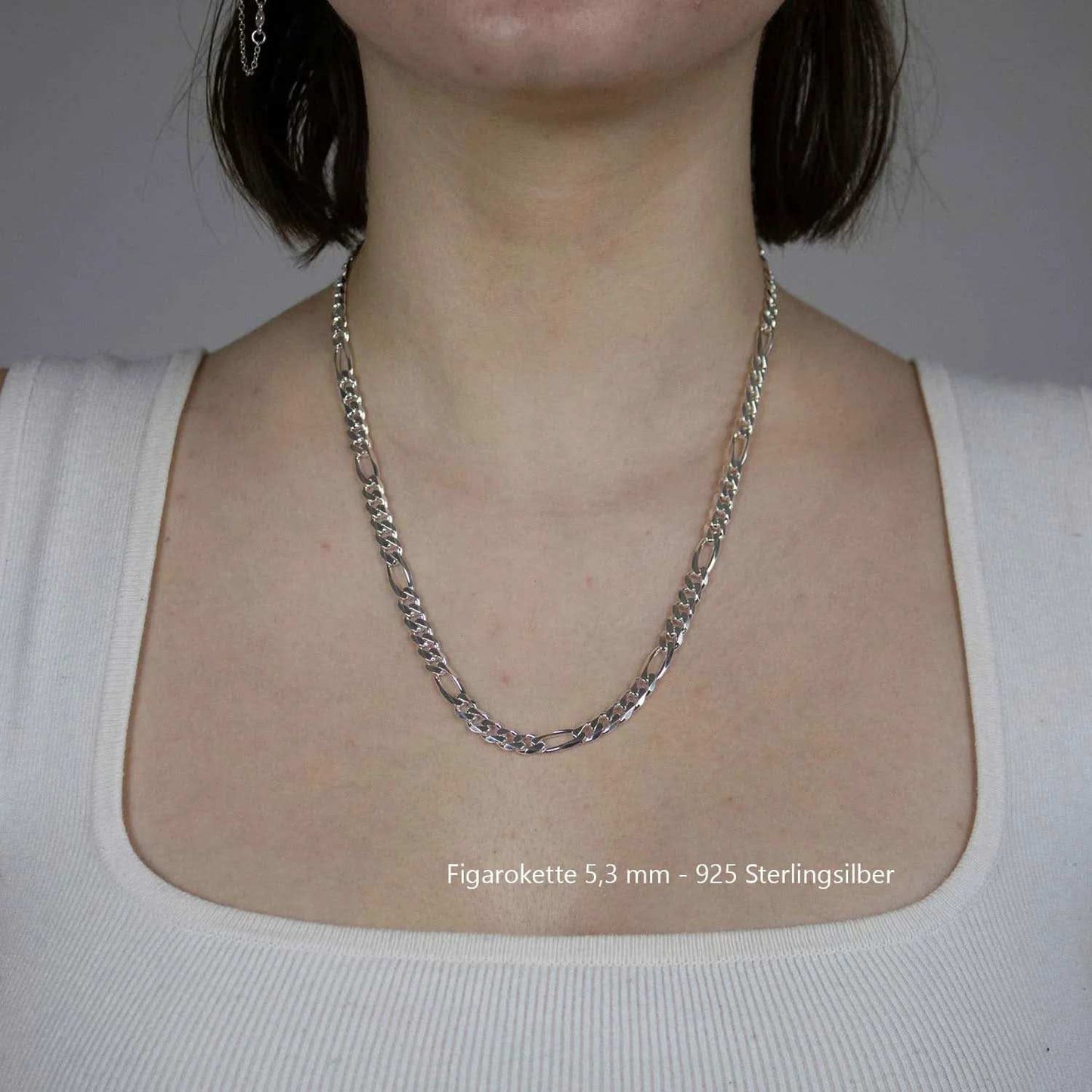 Silberkette Echt 925 Sterlingsilber Figarokette diamantiert Silber Halskette - Damenkette und Herrenkette Made in Germany