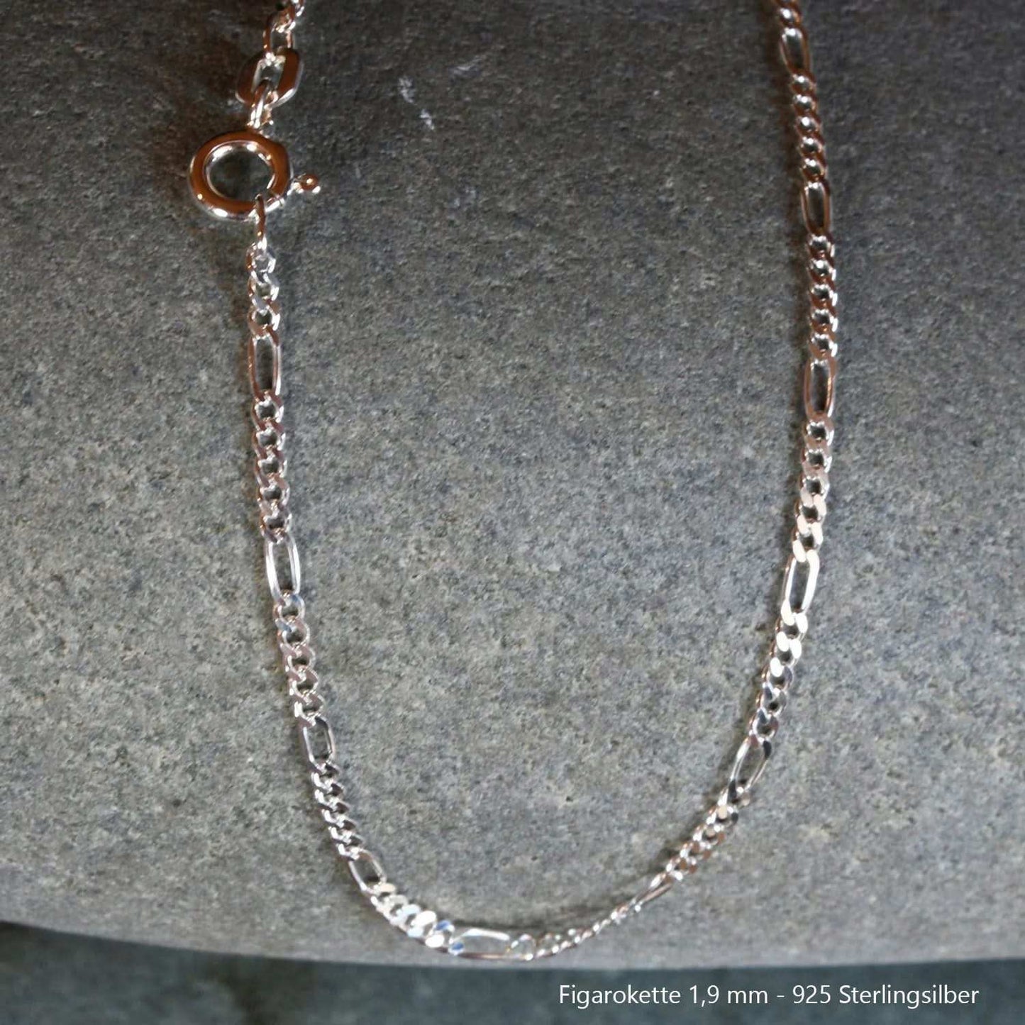 Silberkette Echt 925 Sterlingsilber Figarokette diamantiert Silber Halskette - Damenkette und Herrenkette Made in Germany