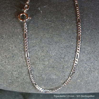 Silberkette Echt 925 Sterlingsilber Figarokette diamantiert Silber Halskette - Damenkette und Herrenkette Made in Germany