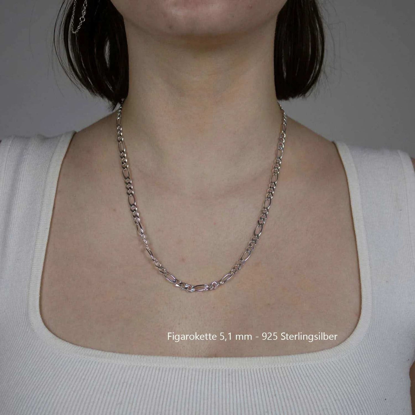 Silberkette Echt 925 Sterlingsilber Figarokette diamantiert Silber Halskette - Damenkette und Herrenkette Made in Germany