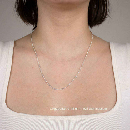 Silberkette Echt 925 Sterlingsilber Singapurkette Silber Halskette - Damenkette Made in Germany