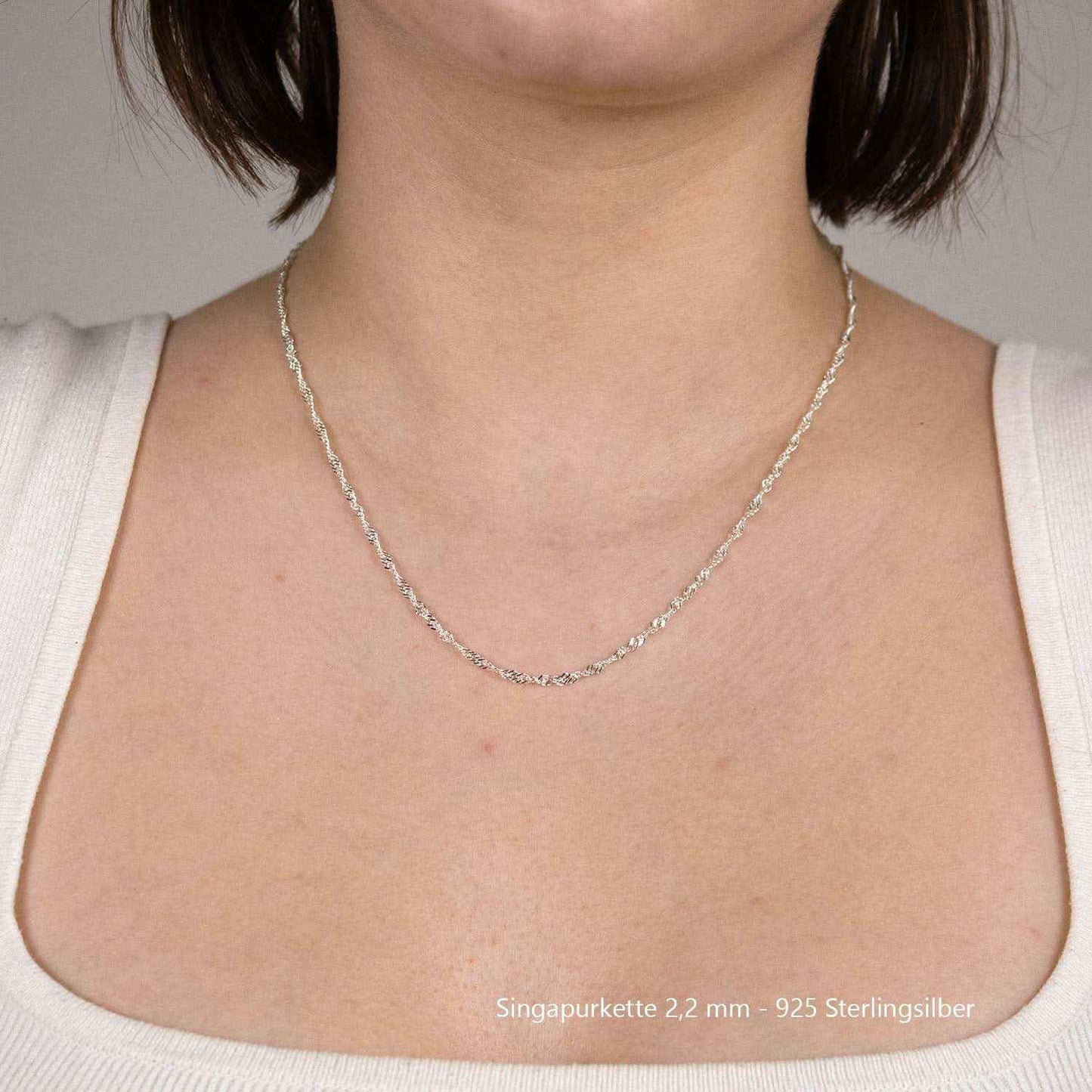 Silberkette Echt 925 Sterlingsilber Singapurkette Silber Halskette - Damenkette Made in Germany