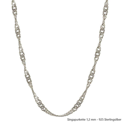 Silberkette Echt 925 Sterlingsilber Singapurkette Silber Halskette - Damenkette Made in Germany
