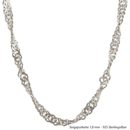 Silberkette Echt 925 Sterlingsilber Singapurkette Silber Halskette - Damenkette Made in Germany