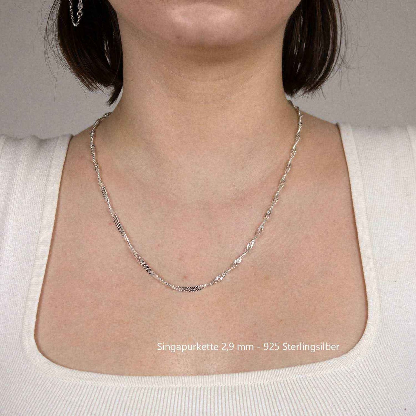 Silberkette Echt 925 Sterlingsilber Singapurkette Silber Halskette - Damenkette Made in Germany