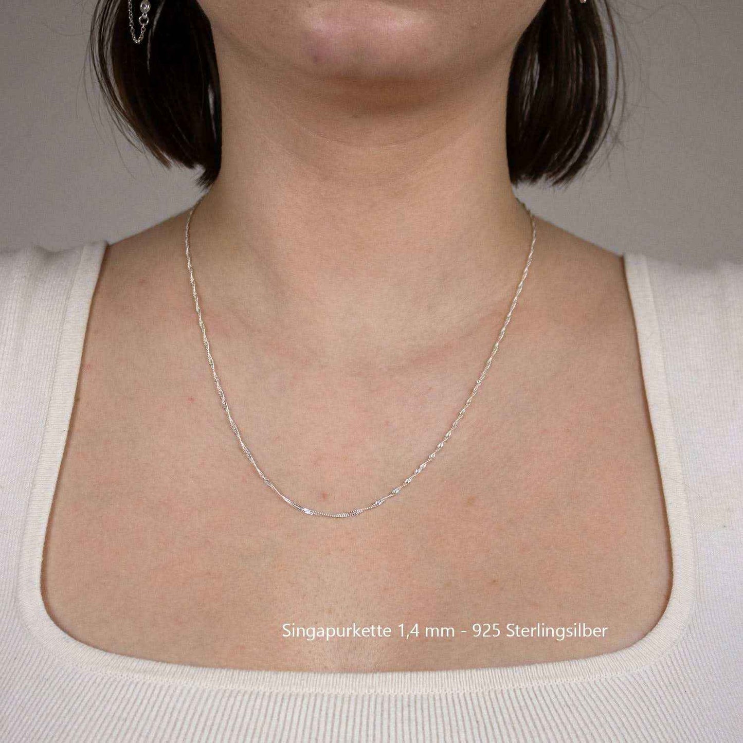 Silberkette Echt 925 Sterlingsilber Singapurkette Silber Halskette - Damenkette Made in Germany