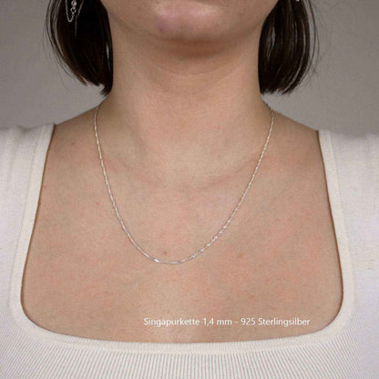 Silberkette Echt 925 Sterlingsilber Singapurkette Silber Halskette - Damenkette Made in Germany
