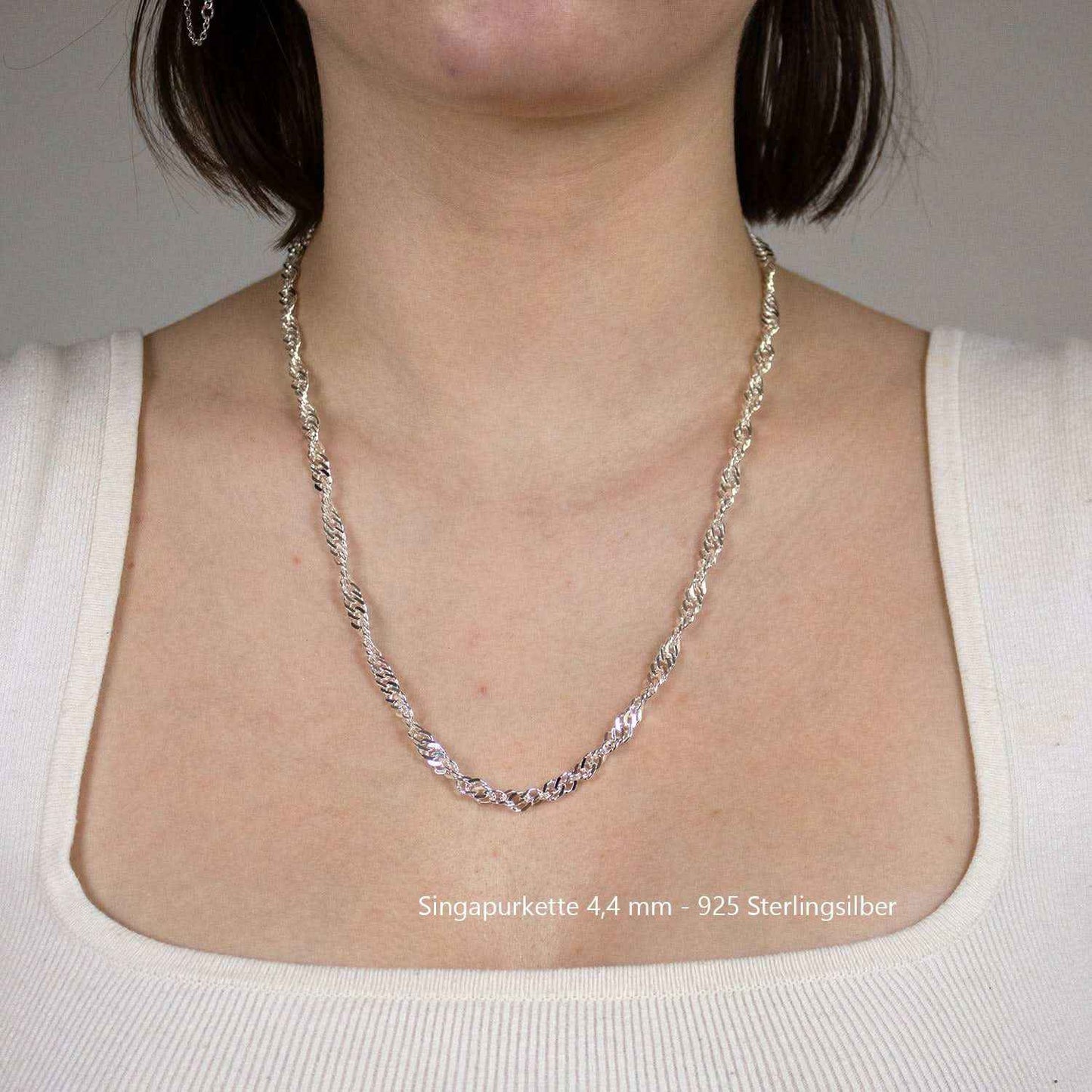 Silberkette Echt 925 Sterlingsilber Singapurkette Silber Halskette - Damenkette Made in Germany