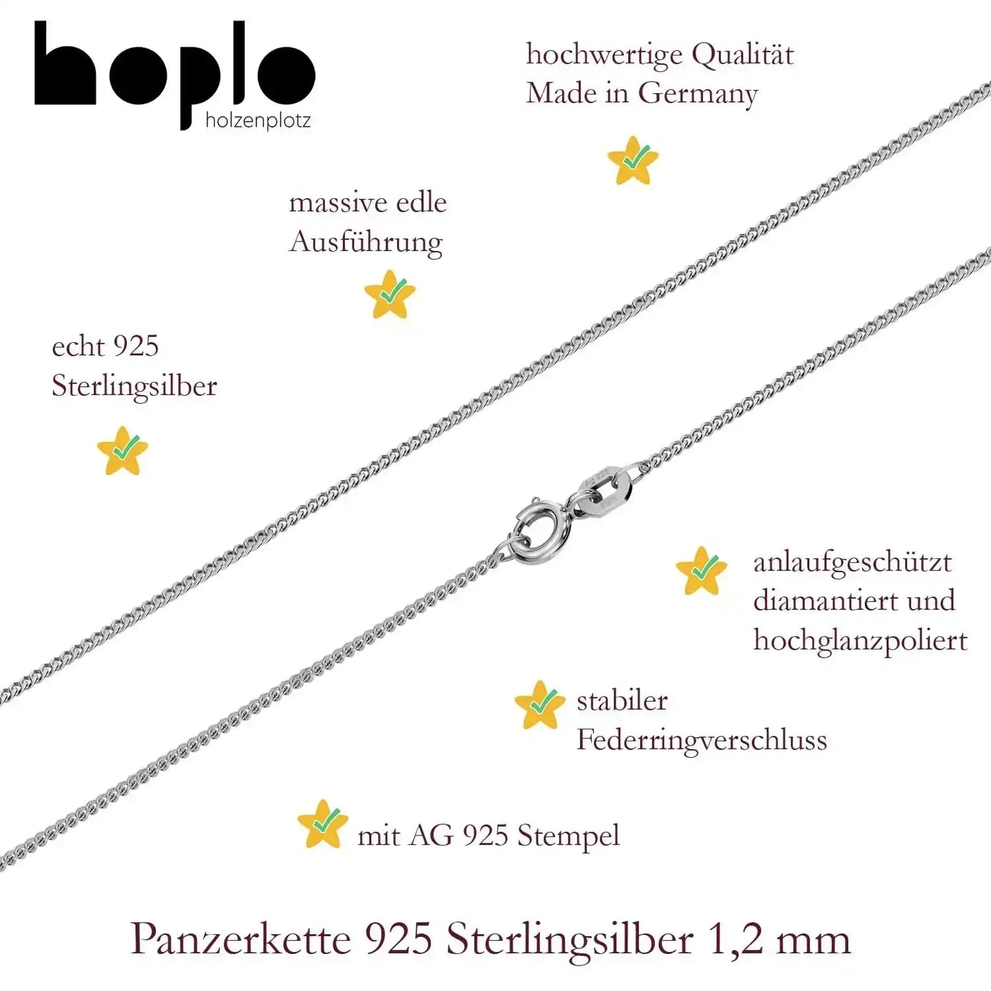 Silberkette Panzerkette Halskette Breite 1,2 mm echt massiv 925 Silber