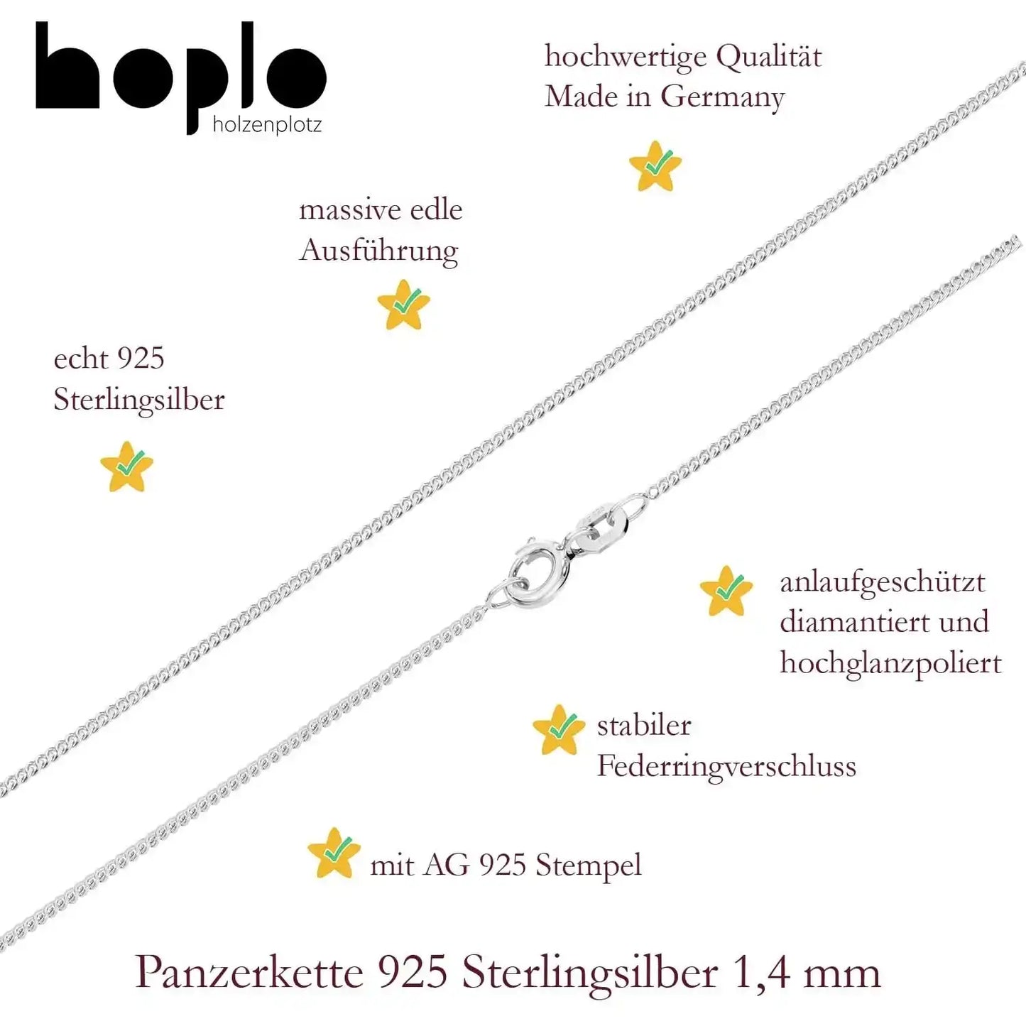 Silberkette Panzerkette Halskette Breite 1,4 mm echt massiv 925 Silber