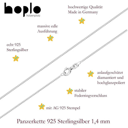 Silberkette Panzerkette Halskette Breite 1,4 mm echt massiv 925 Silber