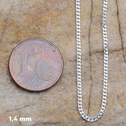 Silberkette Panzerkette Halskette Breite 1,4 mm echt massiv 925 Silber
