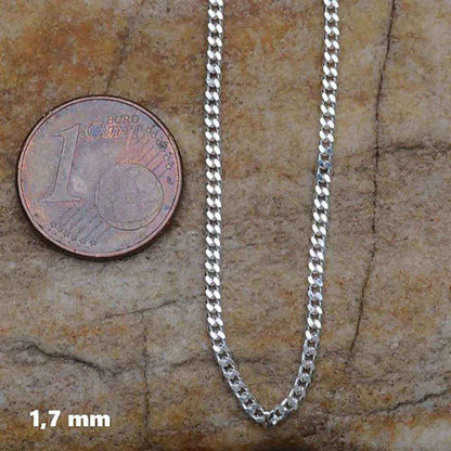 Silberkette Panzerkette Halskette Breite 1,7 mm echt massiv 925 Silber - Firma Holzenplotz - Silberketten-Goldketten.de 