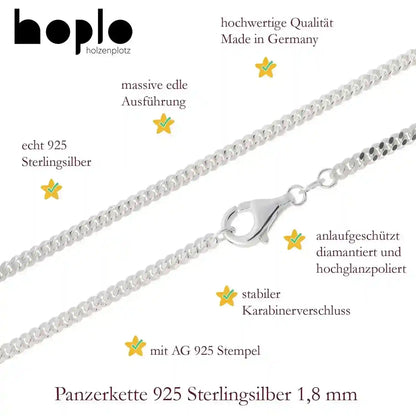 Silberkette Panzerkette Halskette Breite 1,8 mm echt massiv 925 Silber - Firma Holzenplotz - Silberketten-Goldketten.de 