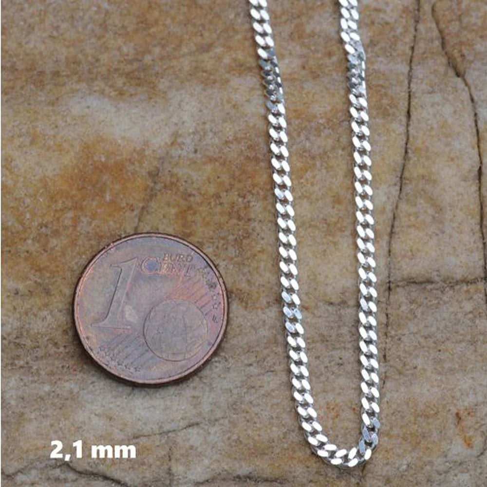 Silberkette Panzerkette Halskette Breite 2,1 mm echt massiv 925 Silber