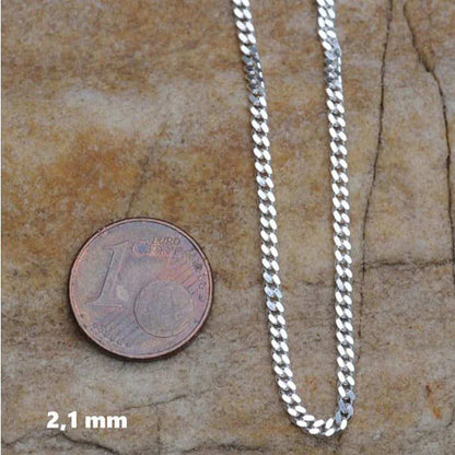Silberkette Panzerkette Halskette Breite 2,1 mm echt massiv 925 Silber