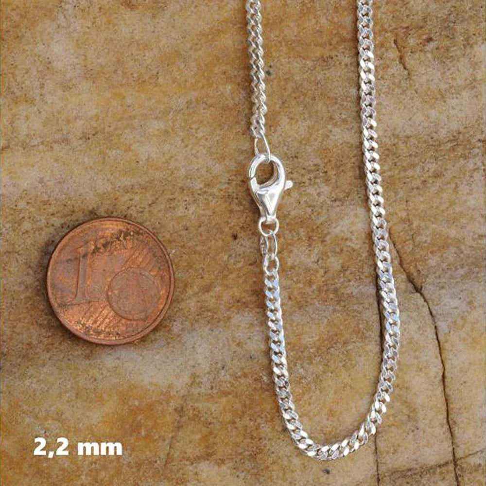 Silberkette Panzerkette Halskette Breite 2,2 mm echt massiv 925 Silber - Firma Holzenplotz - Silberketten-Goldketten.de 