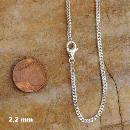 Silberkette Panzerkette Halskette Breite 2,2 mm echt massiv 925 Silber - Firma Holzenplotz - Silberketten-Goldketten.de 