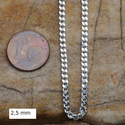 Silberkette Panzerkette Halskette Breite 2,5 mm echt massiv 925 Silber - Firma Holzenplotz - Silberketten-Goldketten.de 